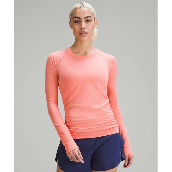 lululemon Tops - lululemon Swiftly Tech Long Sleeve 2.0 SZ 8 Coral Peach Athletic Running Shirt